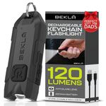 BEKLA Rechargeable Keyring Torch USB LED Flashlight – 120 Lumen Extra Bright Mini Torch, Portable EDC Pocket Light for Keys, Handbags, Camping, Walking & Emergencies