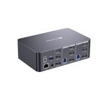 AV Access 8K KVM Switch Docking Station for 2 Computers and 3 Monitors, DisplayPort 2.0, 1G Ethernet, USB 3.0, HDCP 2.3, 4K@165/144Hz, 2K@144Hz for Gaming & Home Office