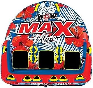 WOW Sports - Max Vibes Inflatable Towable Tube - 1-3 Rider - Perfect for Kids & Adults - Soft Top Deck Tube - Boating Accessory