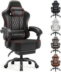 GTPLAYER Gaming Chair, Computer Office Chair with Pocket Spring Cushion, Linkage Armrests, Comfortable Leather Computer Chair, Black & Red