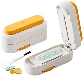 Multiple Pill Cutter - Pill Cutter Splitter for Small Tiny Large Pills Professional | Vertical Press-Down Cutting & Adjustable | Sturdy Blade & Guard | Includes Cleaning Brush (Orange)