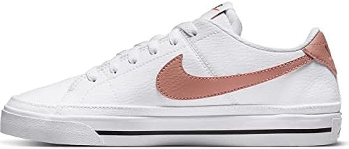 Nike Women's Court Legacy Sneakers, White Rose Whisper Team Orange Black, 8 US