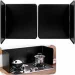 Wuciray Stove Splatter Guard for Cooking Cooker Splash Guard Foldable Kitchen Oil Splash Guard Splashback for Kitchen Oil Splatter Guard Hob Splash Guard for Frying Splatter Shield Guard 40cm (Black)