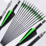 AMEYXGS 12pcs Archery Mixed Carbon Arrows 30 inch Hunting Target Practice Arrows Spine 500 for Recurve Bow Compound Bow Longbow (green + black)