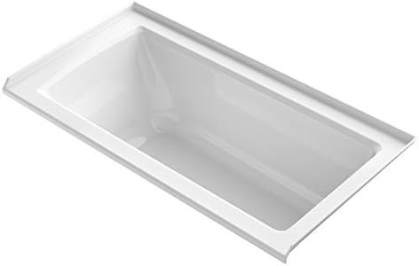KOHLER K-1946-R-0 Alcove Bath with Tile Flange and Right-Hand Drain, 60" x 30", White