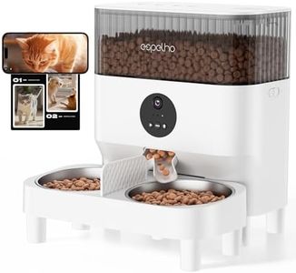 Espelho Automatic Cat Feeder for 2 Cats with Camera: Automatic Food Dispenser with Elevated- 2.4G WiFi HD Video and Night Vision| Dual Auto Feeder with 2-Way Audio| Timed Pet Feeder for Multi Cats