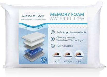 Mediflow Water Pillow Memory Foam re-Invented with Waterbase Technology - Clinically Proven to Reduce Neck Pain & Improve Sleep Quality. (Single Pack)