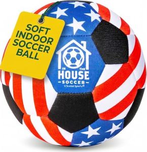 U Scored Sports in The House Soccer Ball - USA Indoor Size 4 Padded Soccer Ball for Kids (Ages 3+) & Adults - Bring Soccer Practice Home - Perfect for Juggling - Gift for Soccer Player - USA Edition