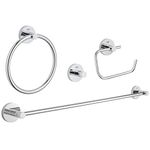 GROHE 40823001 Essentials Accessories Set Master 4-in-1, Starlight Chrome