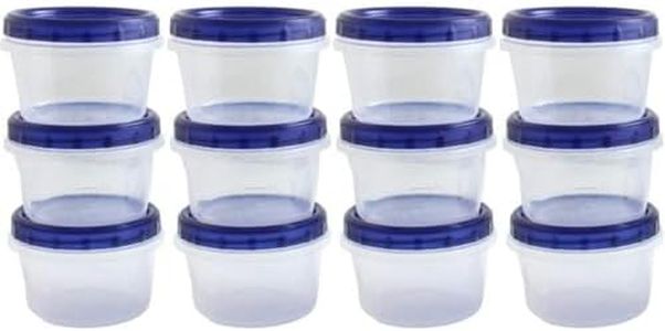 Twist Top Food Containers Screw and Seal Lid 16 Oz Stackable Reusable Plastic Storage Container 12 Pack,