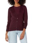 Amazon Essentials Women's Classic Fit Lightweight Long-Sleeve V-Neck Cardigan Sweater, Burgundy, X-Large