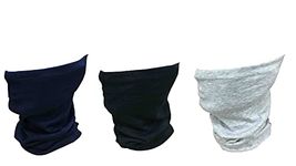 Gajraj Cotton Bandana Neck Gaiter Face Mask for Men & Women (Pack of 3) (Black-Navy-Light Grey)