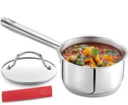 GOURMEX 2.5L Induction Saucepan | Stainless Steel Pot with Glass Cookware Lid | Interior Measurement Markings | Compatible with All Heat Sources | Dishwasher Oven Safe (2.5L)