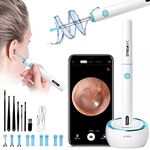 Ear Wax Removal Kit Camera 5MP, 1080p FHD Ear Cleaner Ear Wax Remover with LED Lights & WiFi Otoscope Ear Camera - Set of 17 Ear Cleaner with Camera for iPhone, iPad & Android Smart Phones (White)