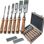 HAWERK Wood Chisel Set - Wood Carving Chisels with Premium Wooden Case - Includes 6 pcs Wood Chisels & 2 Sharpening Stones