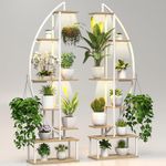 BLAZPATH Plant Stand Indoor Tall with Grow Light, 7 Tier 65" Tall Plant Shelf with 6 Grow Lights for Indoor Growing, 2 Half Moon Plant Rack Display Holder with Hook for Living Room