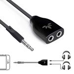 Avantree TR302 Dual Headphone Splitter, 3.5mm AUX Audio Stereo Adapter Earphone Jack, Compatible with iPhone Samsung Smartphones MP3 Players - Black