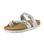 CUSHIONAIRE Women's Luna Cork Footbed Sandal With +Comfort, Silver, 11