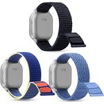 3 Pack Replacement Nylon Bands Compatible with Gabb Watch / Gizmo Watch 2 & 1, Hook & Loop Design Easy for Kids to Put On & Off, Breathable & Washable, Black+Blue+YellowBlue