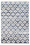 Dash and Albert Denim Rag Diamond Ivory Handwoven Cotton Rug, Runner-2.5 X 8 Feet, Blue Geometric Pattern