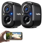 Longplus Outdoor Camera Wireless, AI Detection Security Camera with Siren, No Monthly Fee, Color Night Vision, Battery Powered WiFi Home Surveillance Camera Outside, 2-Way Audio, SD Card (Black 2Pack)