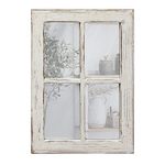 Sintosin Rustic Small Window Pane Mirror Wall Decor 11" x 16", Hanging Distressed White Farmhouse Rectangle Wood Frame Mirror, Handmade Decorative Window Mirrors for Living Room Bedroom Christmas