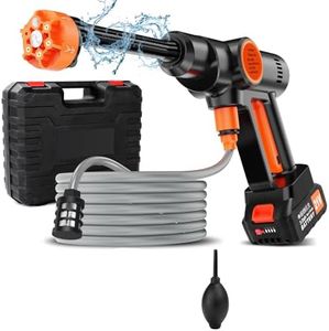 Cordless Handheld Washer Brushless Motor, 6000mAh Battery Operated Car Washer 6-in-1 Nozzle Foam Cannon, Lightweight Water Washer Home Cleaning Tool for Patio Boat Fence Driveway Floor Deck
