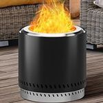 YITAHOME Smokeless Fire Pit, 15 Inch Stainless Steel Outdoor Portable Wood Burning Firepit with Removable Ash Pan & Carry Bag for Outside Patio, Camping (Black)