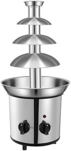 Chocolate Fountain Machine – Electric Stainless Steel Fondue Fountain, 4-Tier, 4-Pound Capacity for Chocolate, Candy, Butter & Cheese, Heated Bowl & Dual Controls