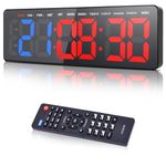 Wiskyn Gym Timer Clock, 16.5" Workout Interval Timer with Remote Control, Count Down & Up Stopwatch, Adjustable Brightness/Volume, Fitness Digital Clock for Home Gym Office