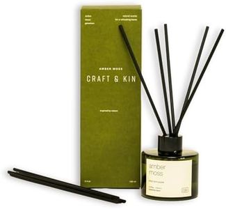 Craft & Kin Reed Diffuser Set Amber Moss, Reed Diffusers for Home, Fragrance Diffuser Sticks, Oil Diffuser Sticks, Oil Diffuser with Sticks, Reed Diffuser for Men