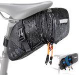 AUTOWT Bike Saddle Bag - Waterproof Bike Seat Bag Expandable to 2L- Reflective Bicycle Under Seat Storage Pouch for Road Mountain Bike Cycling Travel