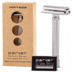 PARKER Safety Razor Men Variant Adjustable Double Edge Safety Razor And 5 Parker Premium Blades-Adjust The Blade Exposure With A Turn Of Dial For Milder Or More Aggressive Shaves (Satin Chrome)