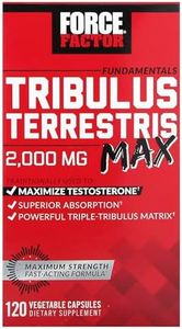 FORCE FACTOR Tribulus Terrestris Max for Men, Testosterone Booster and Male Vitality Supplement, for Superior Absorption, 2000mg, 120 Capsules