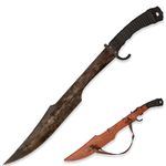 SV 0180 Handmade Spartak Sword and Machete Sharp, Full Tang, Outdoor, Hunting, Camping, Hiking, Survival, Manganese Steel 52HRC, Leather Sheath, 28.1 inches