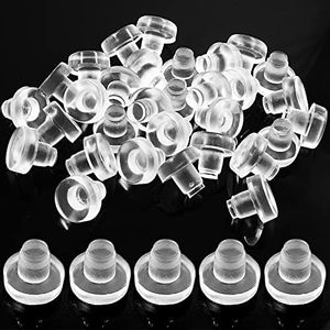 Litoexpe Glass Table Top Bumpers with Stem, 30 Pieces Clear Rubber Grippers Anti Slip Patio Table Spacers for Furniture 1/4 Inch Hole