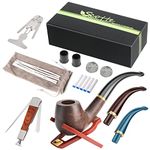 Scotte Tobacco Pipe Handmade Pear Wood Root Smoking Pipe Gift Box and Accessories (Black&B)