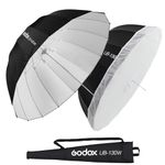 Godox UB-130W 51.2" 130cm Deep Parabolic Reflective Umbrella White Inner Photography Studio Soft Light Withe Umbrella with Diffuser Cover for Video Studio Shooting Speedlite Flash (130White)