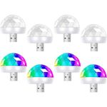 Frienda 8 Pcs USB Mini Disco Light 1.58x1.58 Inch Sound Activated Halloween DJ Disco Ball Stage Lights Multi Colors LED Car Atmosphere Magic Strobe Light for Xmas Party KTV Club (Hemicycle Style)