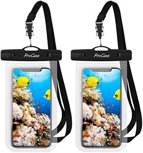 ProCase 2 Pack Waterproof Phone Pouch Case, 7" Universal Underwater Cellphone Dry Bag Holder for iPhone 15 14 13 Pro Max 12 11, Galaxy S24 S23 S22 Ultra Pixel Beach Cruise Essential -Clear