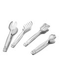 FNS Premium Stainless Steel Multipurpose Utility Set of Ice Tong, Pastry Tong, Salad Tong & Spaghetti Tong (Set of 4)