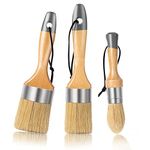 Mister Rui Chalk Paint and Wax brush Set, 3 Pcs, for Painting or Waxing of Furniture or Other Projects, Natural Bristle Brings Even and Long-lasting Release of Paints