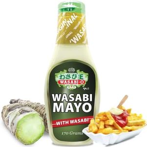 WASABI-O Premium Wasabi Mayonnaise, Spicy Mayonnaise, Made with Real Wasabi, Asian Mayo Squeeze Bottle, 6oz (170g) Fish and chips, Wasabi peas