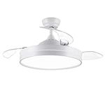 CJOY Ceiling Fans with Lights and Remote, Ceiling Fans with Lamps, Ceiling Fan with Led Lighting and Remote Control Invisible Fan 42 Inch AC 220V 50 / 60Hz Retractable Fan Quiet 3 Fan Blades ABS