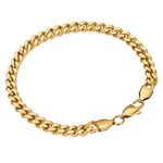 VEXXS Men's Bracelet Flut Cut, 18K Real Gold Plated Miami Cuban Link Bracelet for Men, Diamond Cut Durable No Color Fading Cuban Bracelet 6mm Men’s Gold Bracelet Street Wear (6mm-Gold 18K, 9.00)