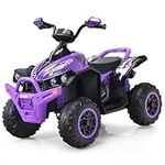 INFANS Kids Ride on ATV, 12V 4 Wheeler Quad Toy Vehicle with Music, Horn, High Low Speeds, LED Lights, Electric Ride On Toy, Battery Powered Wheels Car for Kids Over 3 Years Old (Purple)