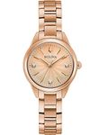 Bulova Women's Quartz Stainless Steel Strap, Rose Gold, 12 Casual Watch (Model: 97P151)