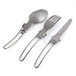 Stainless Steel Portable, Picnic Folding Cutlery Set Camping Folding Utensils Camping Guitar Knife Fork Spoon Bag