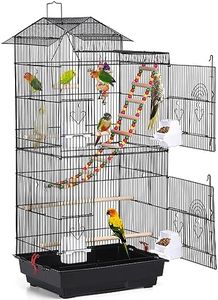 Yaheetech 99cm Roof Top Parrot Cage Large Bird Cage With Stand Metal Budgie Cage for Canary/Cockatiel/Parakeet Black