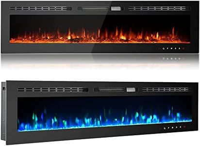 M.C.Haus Cheminée électrique avec écran Tactile et Panneau en Verre coloré pour Insert de Flamme - Chauffage Mural - Télécommande avec Cristal et bûches - 900/1800 W(178cm, Noir)